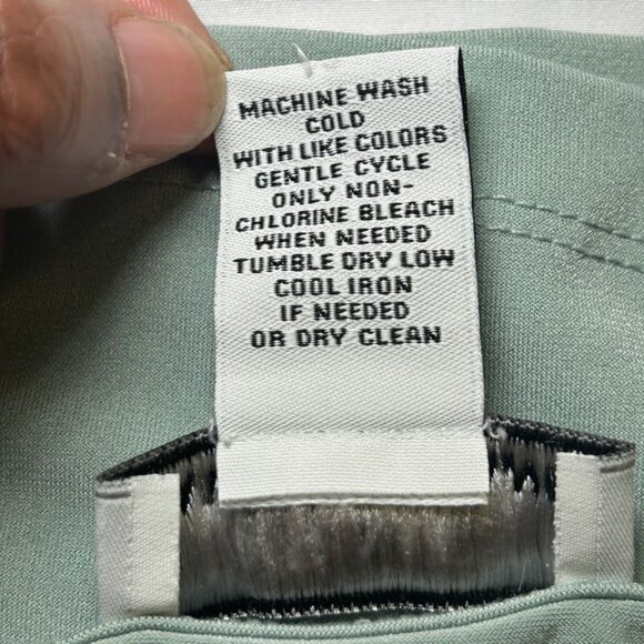 Carmen Marc Valvo Blouse Ruched Sleeves Adjustable Ties Round Neckline Green W S - Picture 4 of 8